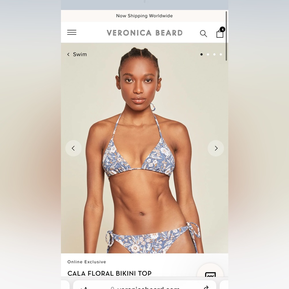 NWT Veronica Beard Bikini blue white floral size Medium